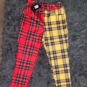Fashion Nova plaid pants. Brand new, size medium, red and yellow plaid pants